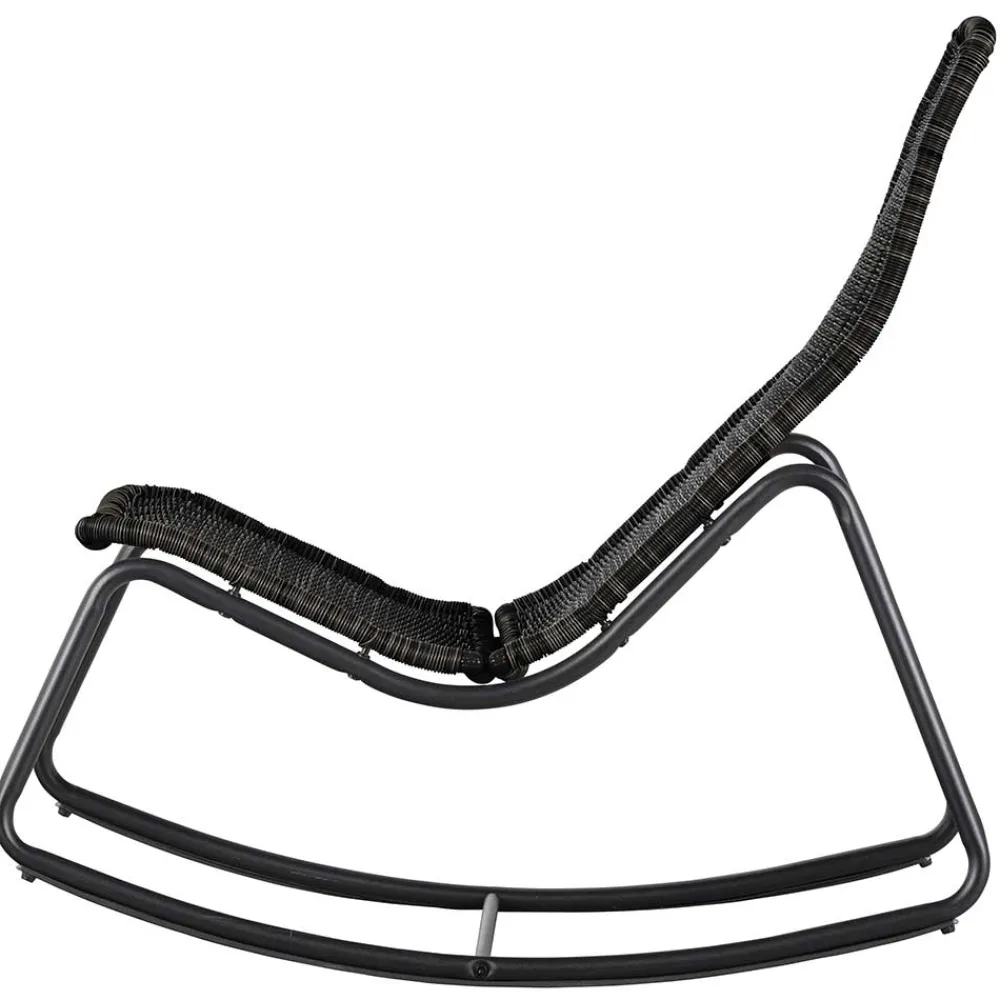 Wohnen Rattanmöbel*Skandi Schaukelstuhl aus Kunstrattan in Schwarz - Vurgos