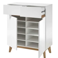 Wohnen Skandi Schuhschrank in Weiß & Eiche - Blacingo