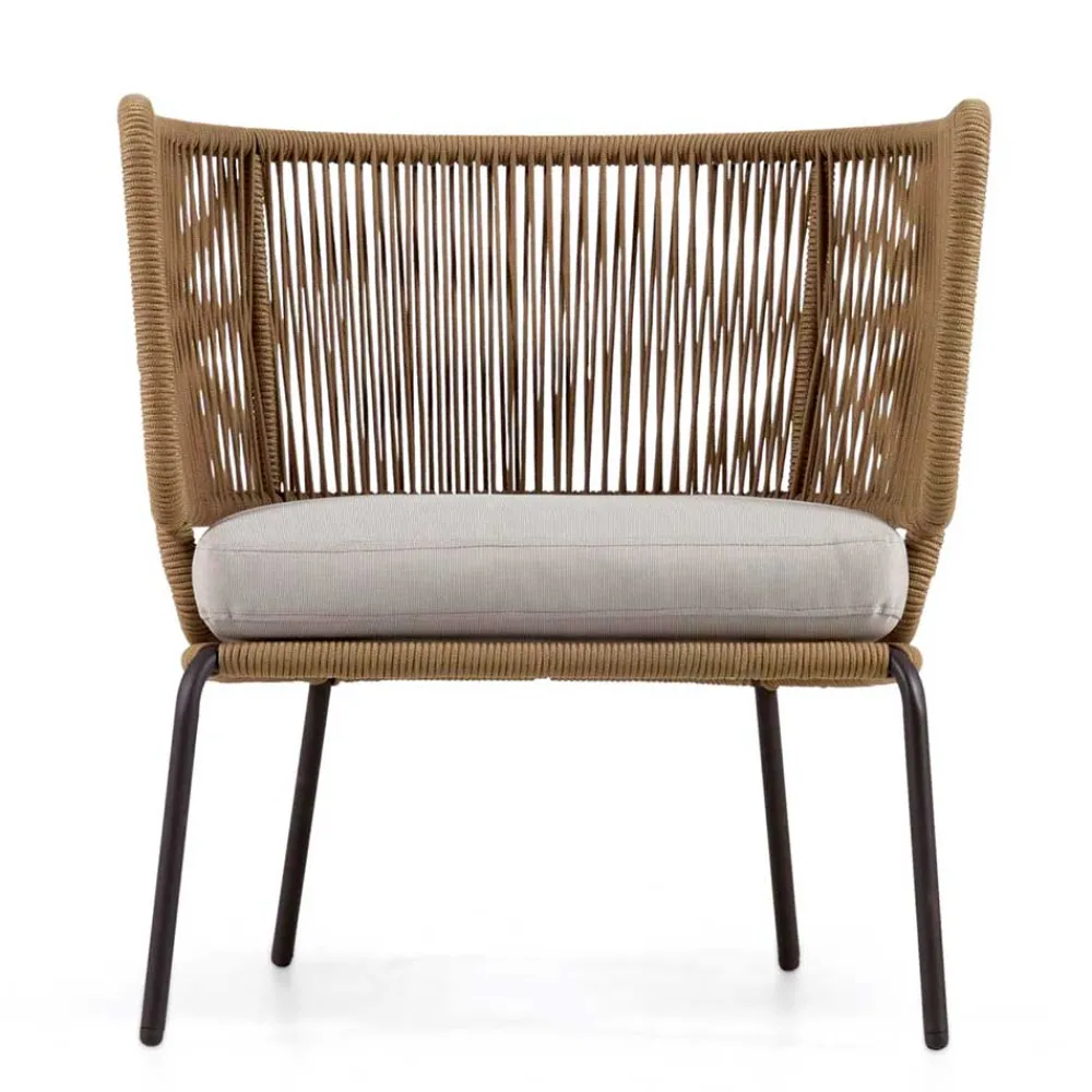 Wohnen Schwarze Möbel|Weiße Möbel*Skandi Sessel aus Geflecht Kordel in Beige - Suvacol (2er Set)