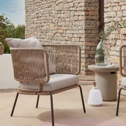 Wohnen Schwarze Möbel|Weiße Möbel*Skandi Sessel aus Geflecht Kordel in Beige - Suvacol (2er Set)