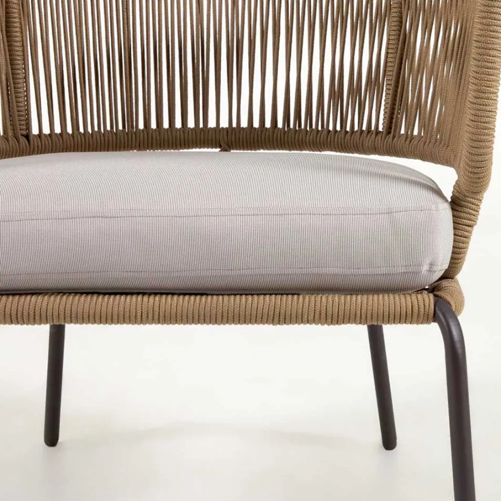 Wohnen Schwarze Möbel|Weiße Möbel*Skandi Sessel aus Geflecht Kordel in Beige - Suvacol (2er Set)