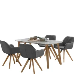 Wohnen Skandinavische Möbel*Skandi Tischgruppe mit Armlehnstühlen - Lusa (fünfteilig)