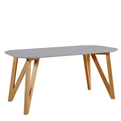 Wohnen Skandi Tischgruppe mit Samt Stühlen - Pius (siebenteilig)