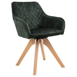 Wohnen Skandi Tischgruppe mit Samt Stühlen - Pius (siebenteilig)