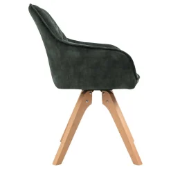 Wohnen Skandi Tischgruppe mit Samt Stühlen - Pius (siebenteilig)