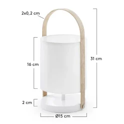 Wohnen Lampen & Leuchten*Skandi Tischleuchte in Weiß & Buche - Rina