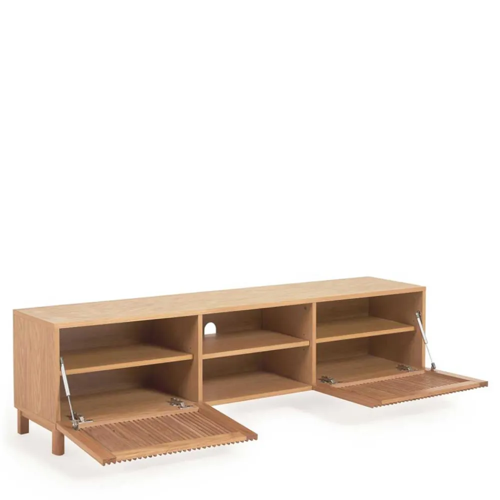 Wohnen Skandinavische Möbel|Sideboards & Kommoden*Skandi TV Lowboard mit Lamellen Klapptüren - Azuro