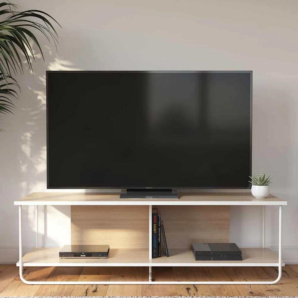 Wohnen Tv & Hifi-Möbel|Tv & Hifi-Möbel*Skandi TV Tisch in Weiß und Natur - Elmavirio