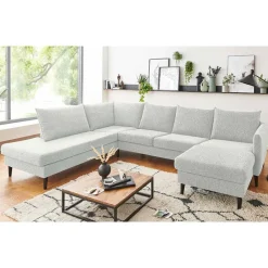 Wohnen Skandinavische Möbel|Weiße Möbel*Skandi Wohnlandschaft in U-Form - offwhite - Udessa