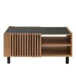 Wohnen Skandi Wohnzimmertisch aus Wildeiche und Glas - Valouis