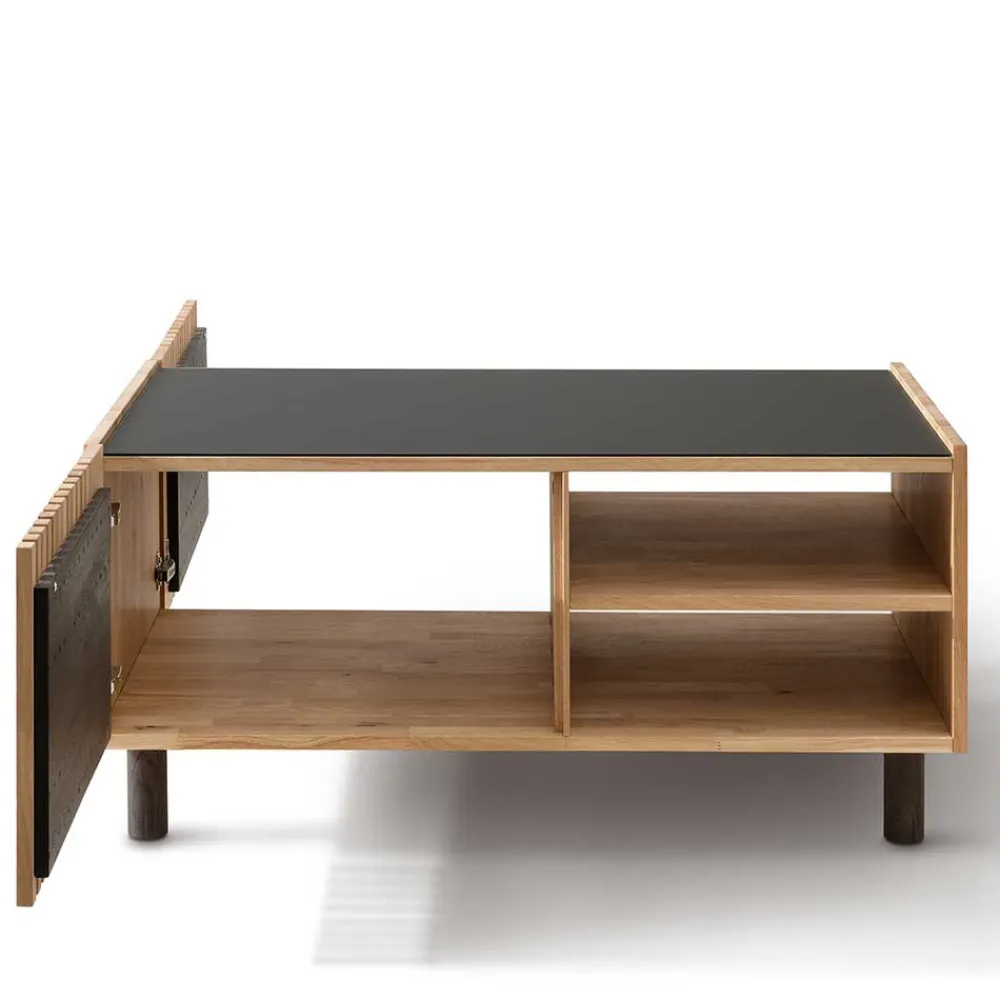 Wohnen Skandi Wohnzimmertisch aus Wildeiche und Glas - Valouis