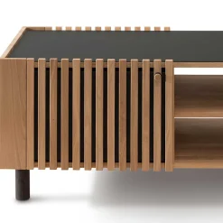 Wohnen Skandi Wohnzimmertisch aus Wildeiche und Glas - Valouis