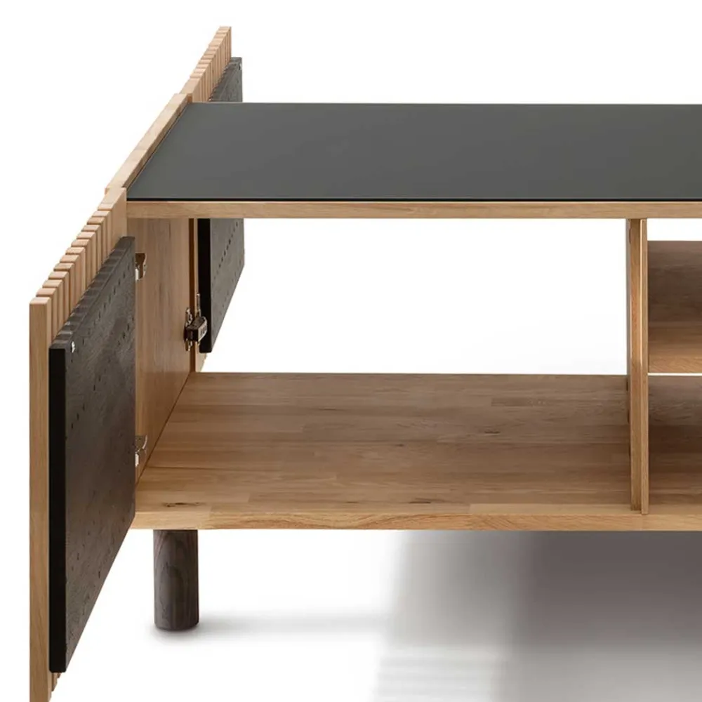 Wohnen Skandi Wohnzimmertisch aus Wildeiche und Glas - Valouis