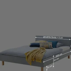 Wohnen Skandinavisches Polsterbett in Hellblau Webstoff - Ortava