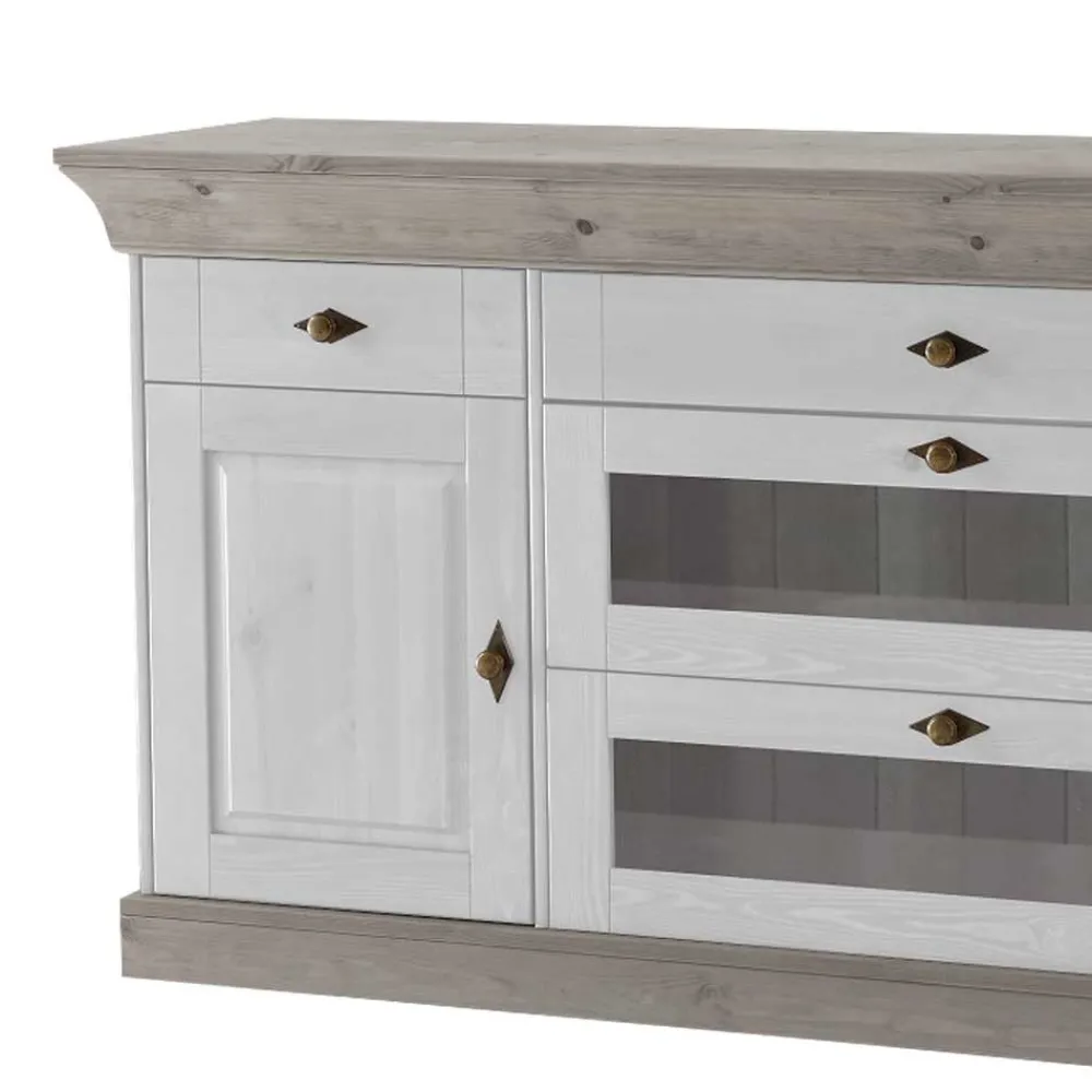 Wohnen Landhausmöbel|Sideboards*Skandinavisches Sideboard Mirandesca in Weiß Grau