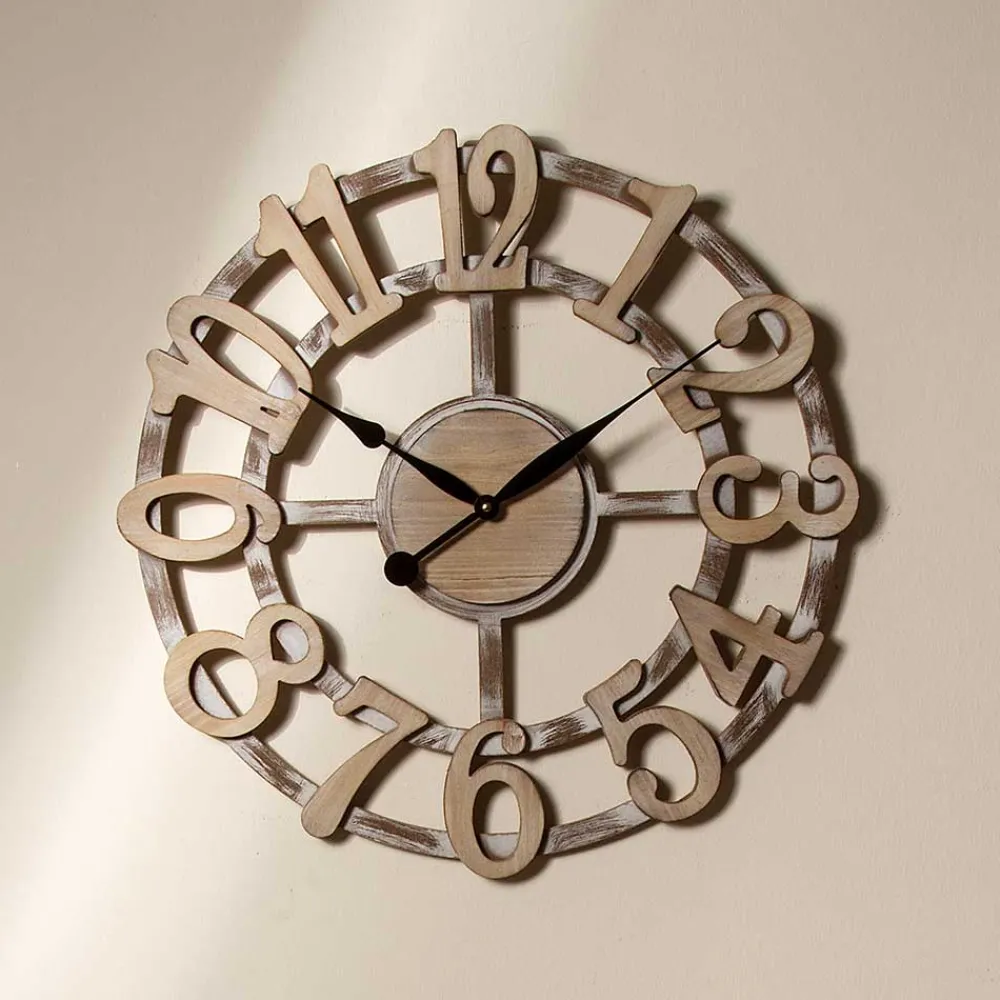 Wohnen Skelett Design Wanduhr in White Wash - Herri