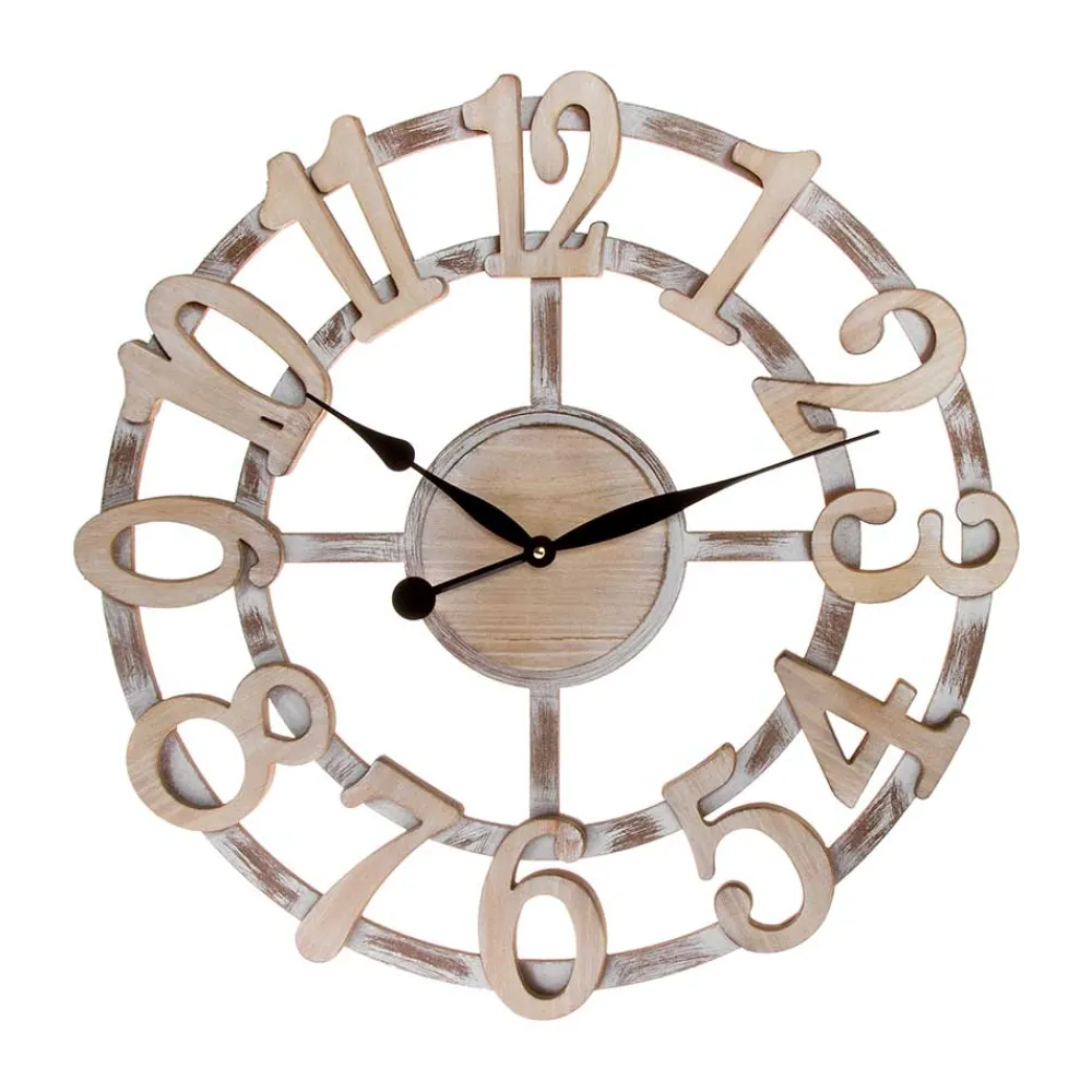 Wohnen Skelett Design Wanduhr in White Wash - Herri