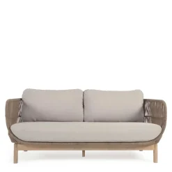 Wohnen Sofa aus Kordel Geflecht & Holz mit Polster - Calivias