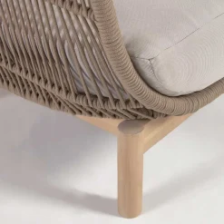 Wohnen Sofa aus Kordel Geflecht & Holz mit Polster - Calivias