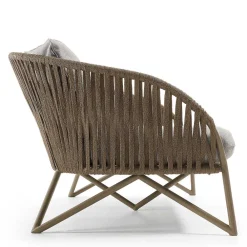 Wohnen Rattanmöbel*Sofa aus Seilgeflecht in Hellbraun & Beige - Jadnea