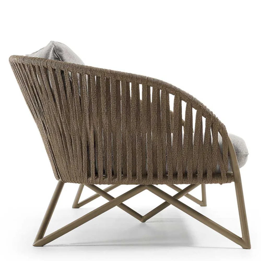 Wohnen Rattanmöbel*Sofa aus Seilgeflecht in Hellbraun & Beige - Jadnea