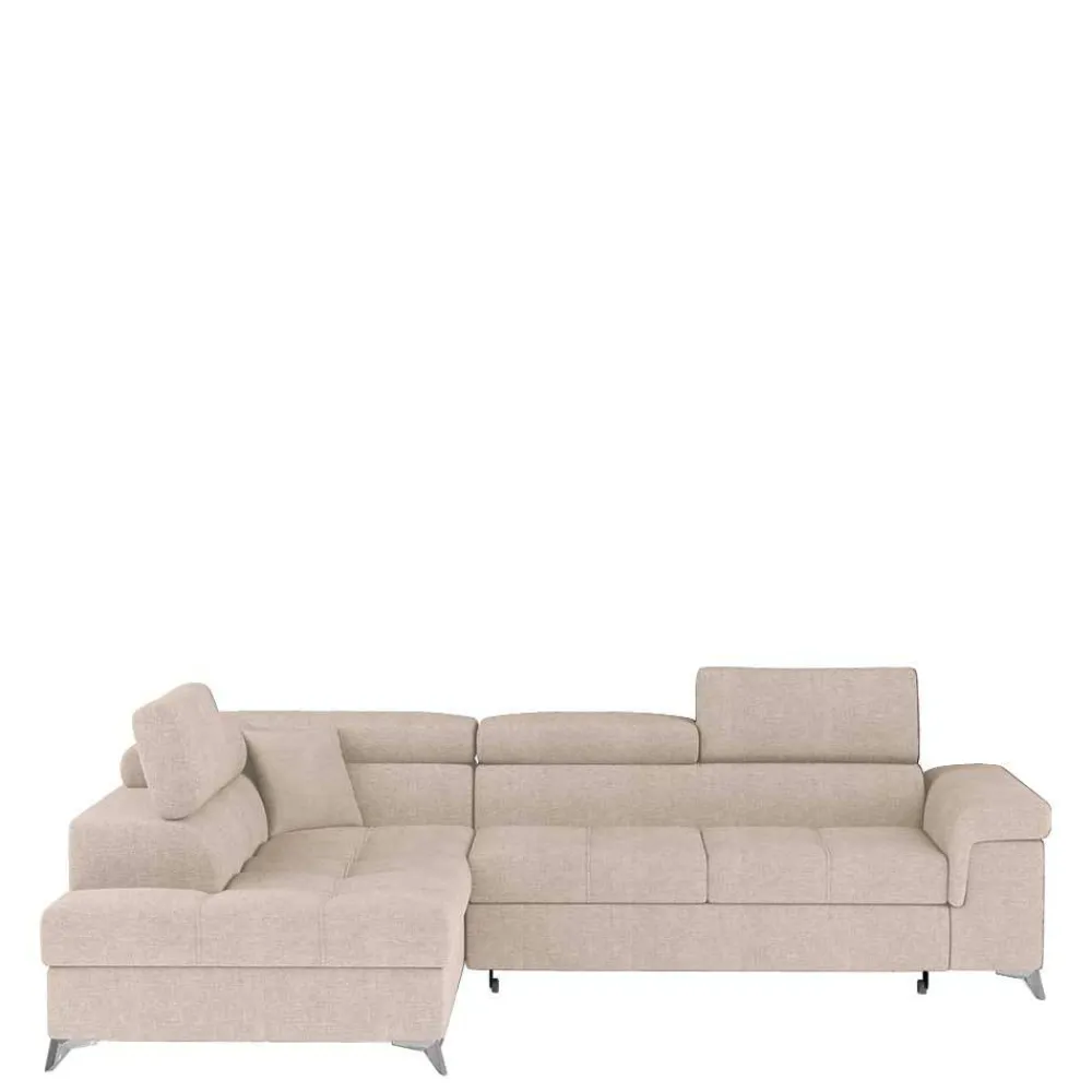 Wohnen Sofaecke mit Schlaffunktion in Beige Webstoff - Rirua