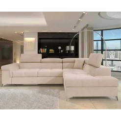 Wohnen Sofaecke mit Schlaffunktion in Beige Webstoff - Rirua