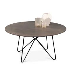 Wohnen Schwarze Möbel|Graue Möbel*Sofatisch aus Mangobaum Massivholz in Mattsilber - Dosa