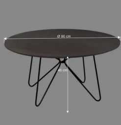 Wohnen Schwarze Möbel|Graue Möbel*Sofatisch aus Mangobaum Massivholz in Mattsilber - Dosa