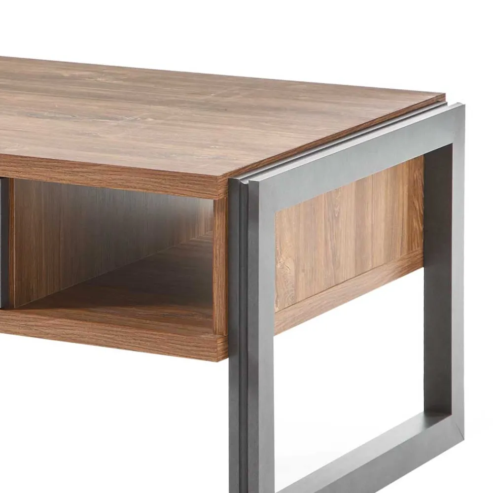 Wohnen Sofatisch Rompira in Eiche dunkel Schiefer Grau