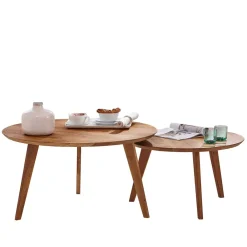 Wohnen Couchtisch|Retro Möbel*Sofatisch Set aus Wildeiche Massivholz - Ofmany (zweiteilig)