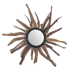 Wohnen Spiegel|Flurspiegel*Spiegel im Sonnendesign aus Suar Altholz - Teako