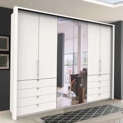 Wohnen Weiße Möbel|Glasmöbel*Spiegel Kleiderschrank mit Falttüren - Donpiave