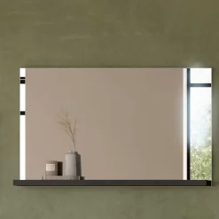 Wohnen Spiegel|Flurspiegel*Spiegel mit Ablage in Dunkelgrau - Suad