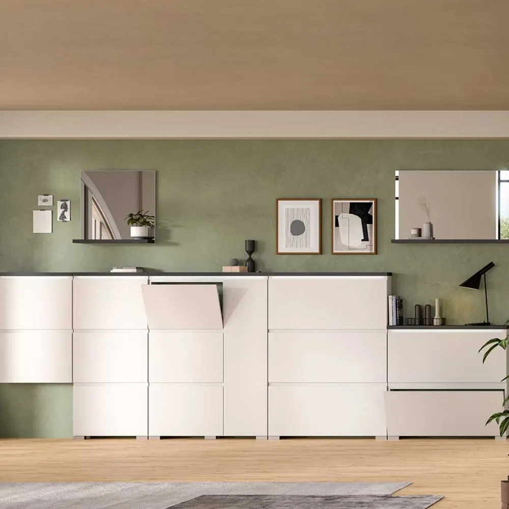 Wohnen Spiegel|Flurspiegel*Spiegel mit Ablage in Dunkelgrau - Suad