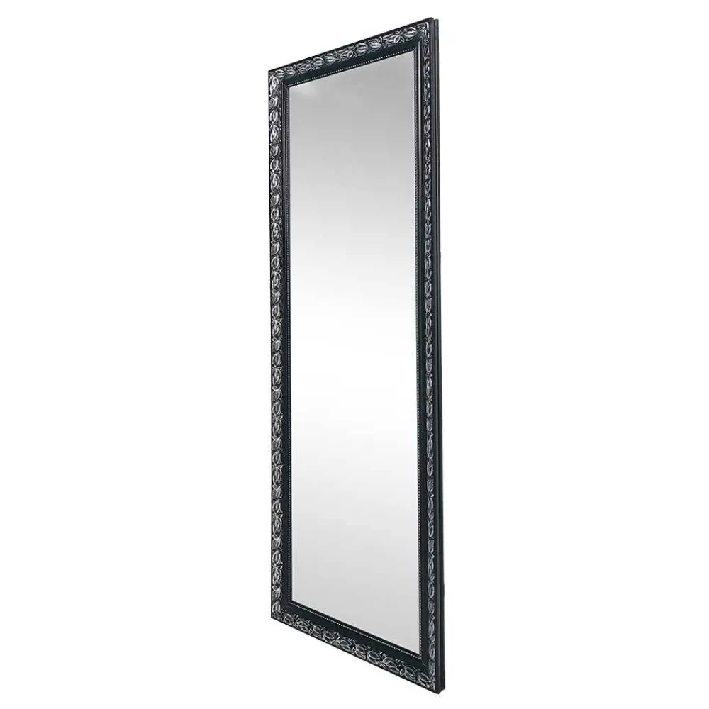 Wohnen Spiegel mit Holzrahmen in Schwarz Silber - Aphrano