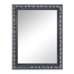 Wohnen Spiegel mit Holzrahmen in Schwarz Silber - Aphrano