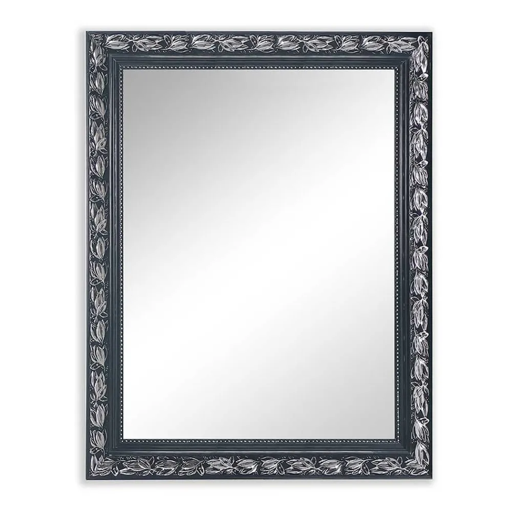 Wohnen Spiegel mit Holzrahmen in Schwarz Silber - Aphrano