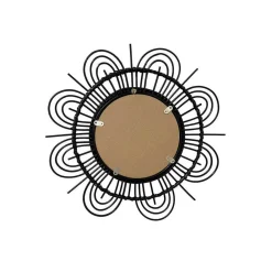 Wohnen Spiegel mit Rattanrahmen im Blumen Look - Puzian