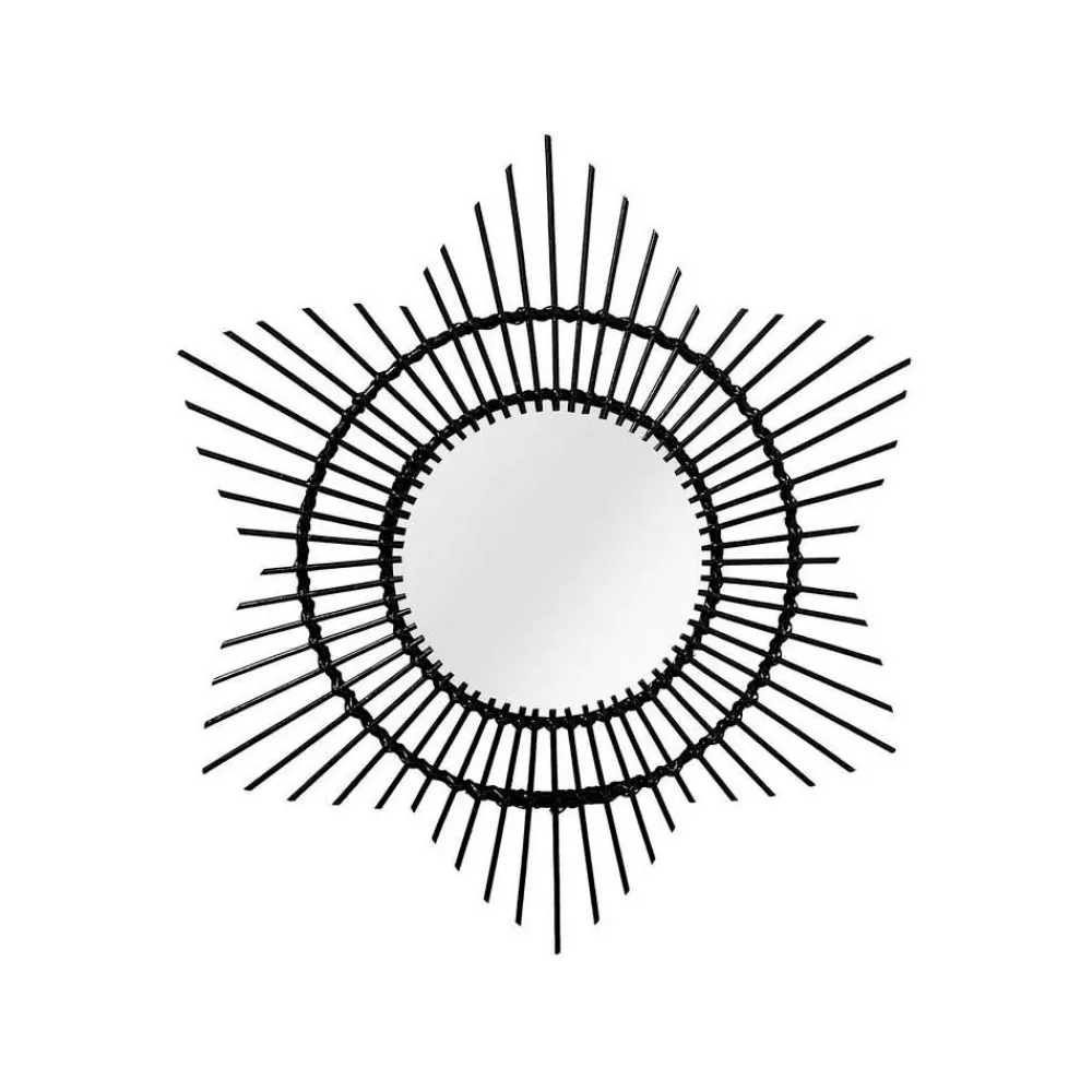 Wohnen Rattanmöbel|Spiegel*Spiegel mit Rattanrahmen im Stern Look - Manna