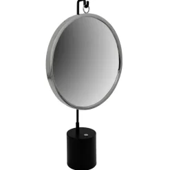 Wohnen Spiegel mit Ständer in Silber und Schwarz - Fraduno