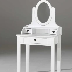 Kinder Wohnen Spiegel Schminktisch Grandory in Weiß lackiert