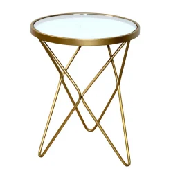 Wohnen Weiße Möbel|Tische*Spiegelglas Beistelltisch mit runder Platte - Loregrema