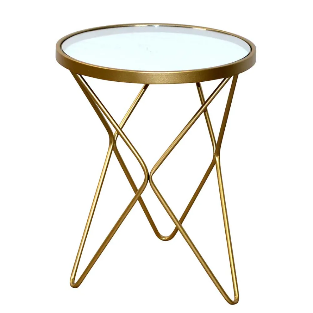 Wohnen Weiße Möbel|Tische*Spiegelglas Beistelltisch mit runder Platte - Loregrema