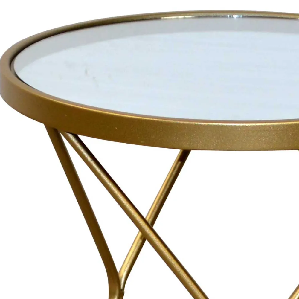 Wohnen Weiße Möbel|Tische*Spiegelglas Beistelltisch mit runder Platte - Loregrema