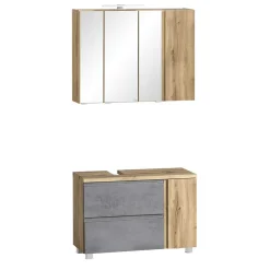 Wohnen Spiegelschrank 4-türig & Unterbeckenschrank - Mia (zweiteilig)