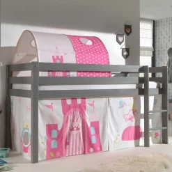 Kinder Wohnen Spielbett Hochbett Prinzessin in Grau - Richy
