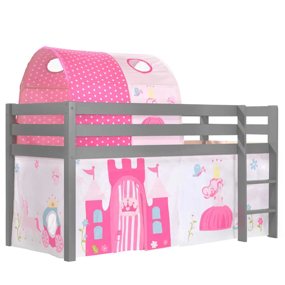 Kinder Wohnen Spielbett Hochbett Prinzessin in Grau - Richy