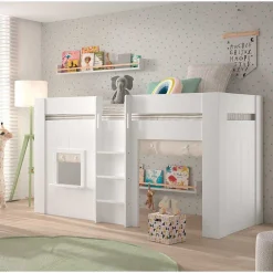 Kinder Wohnen Spielbett mit Hütte 120 cm hoch - Aramo