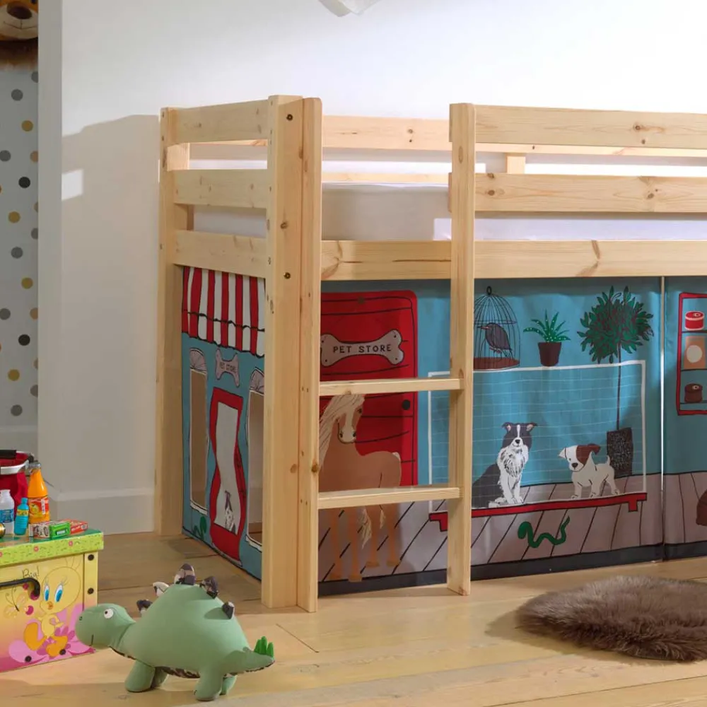 Kinder Wohnen Spielbett mit Rutsche & Vorhang Haustier Laden - Luzius